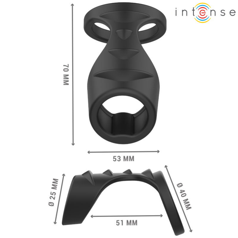 Anneau Pénien Double Theo Silicone Noir Modèle 3 - Intense