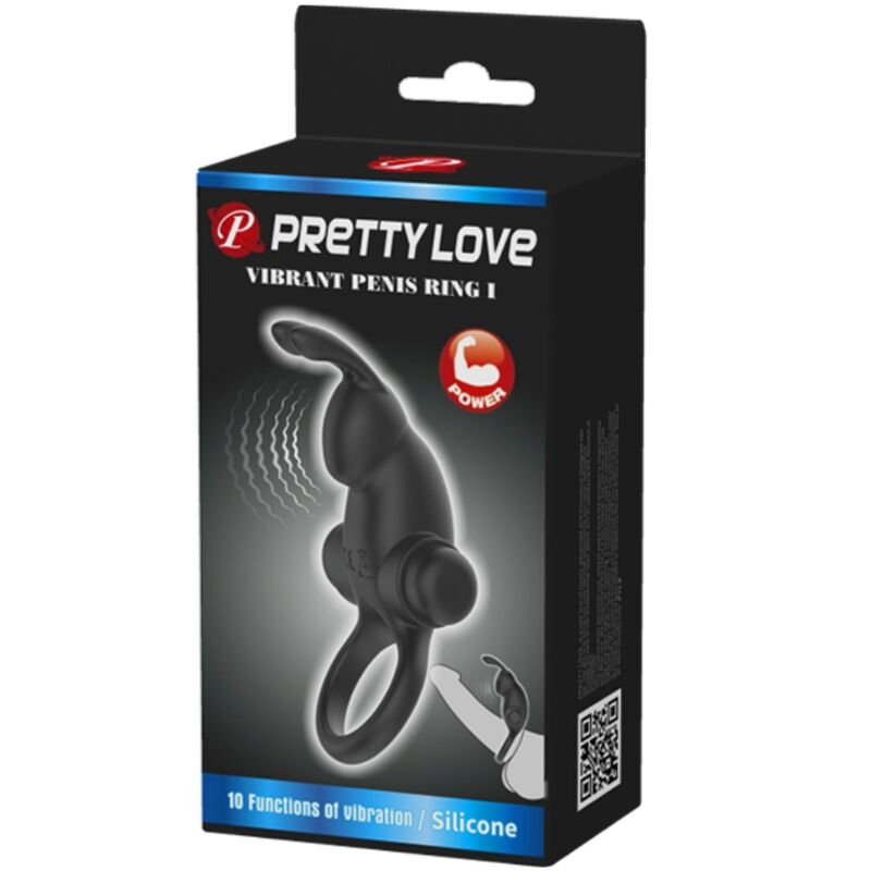 Anneau Vibrant Double Stimulation Rabbit Noir - Pretty Love