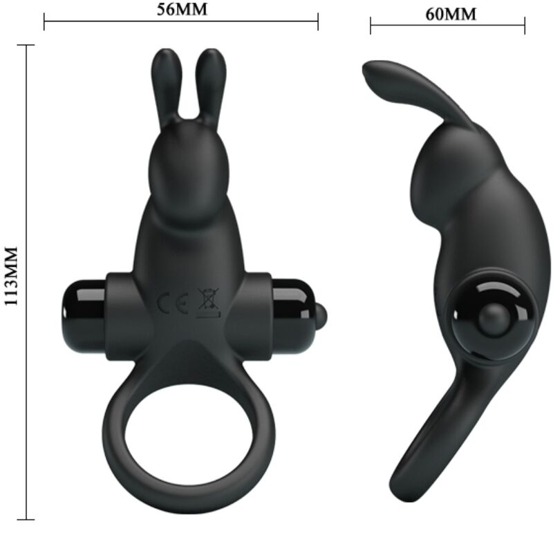 Anneau Vibrant Double Stimulation Rabbit Noir - Pretty Love