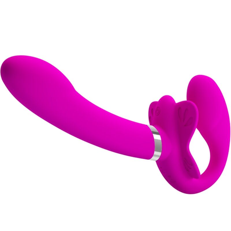 Strap-on Vibrant Double Valérie 12 Vibrations Violet - Pretty Love