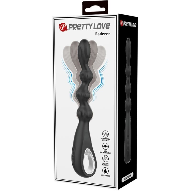 Vibromasseur Anal Federer 12 Vibrations Noir - Pretty Love