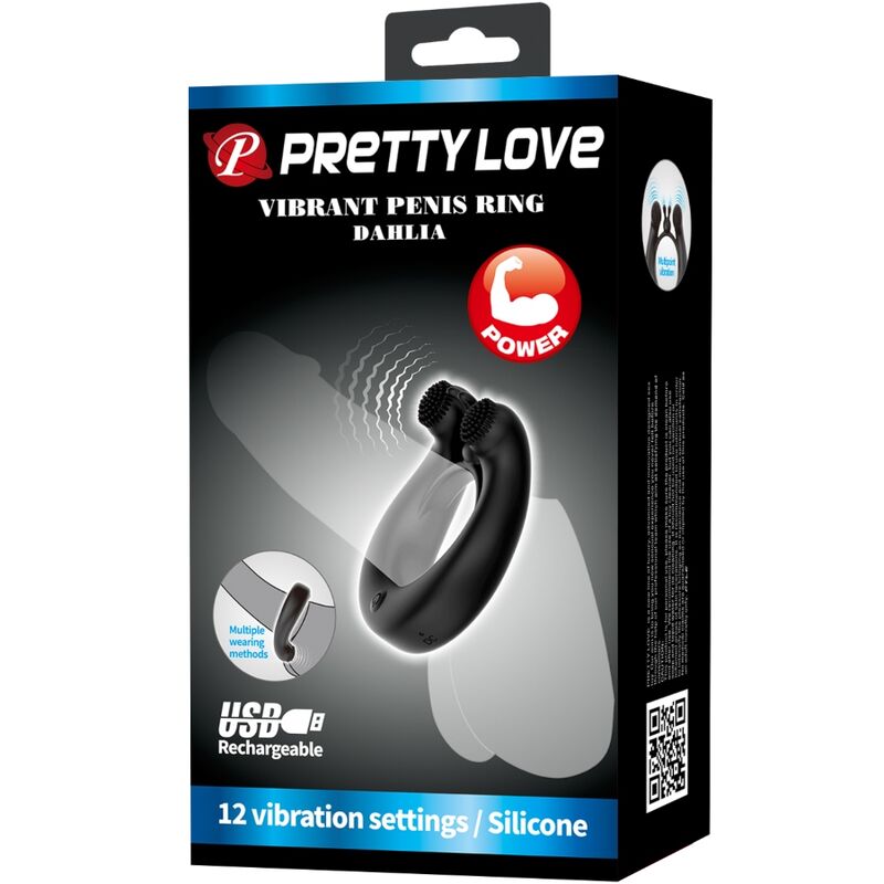 Anneau Vibrant Dahlia Stimulateur Clitoris Noir - Pretty Love