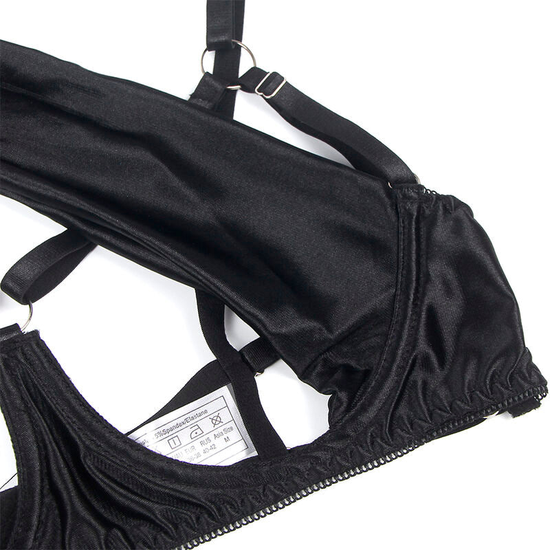 Schwarze Schleife Dessousset offene Cups S/M - Subblime