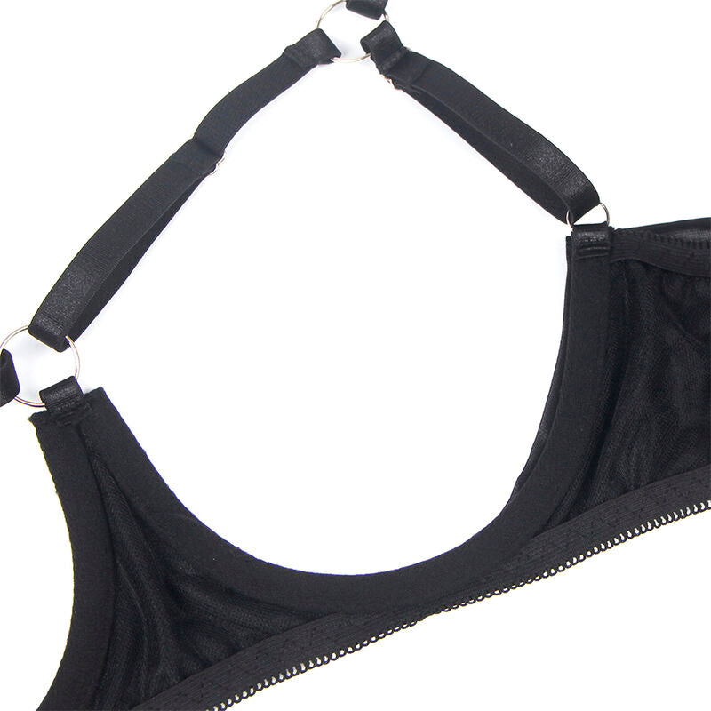 Schwarzes Dessous-Set mit Schleife und offenen Körbchen L/XL - Subblime