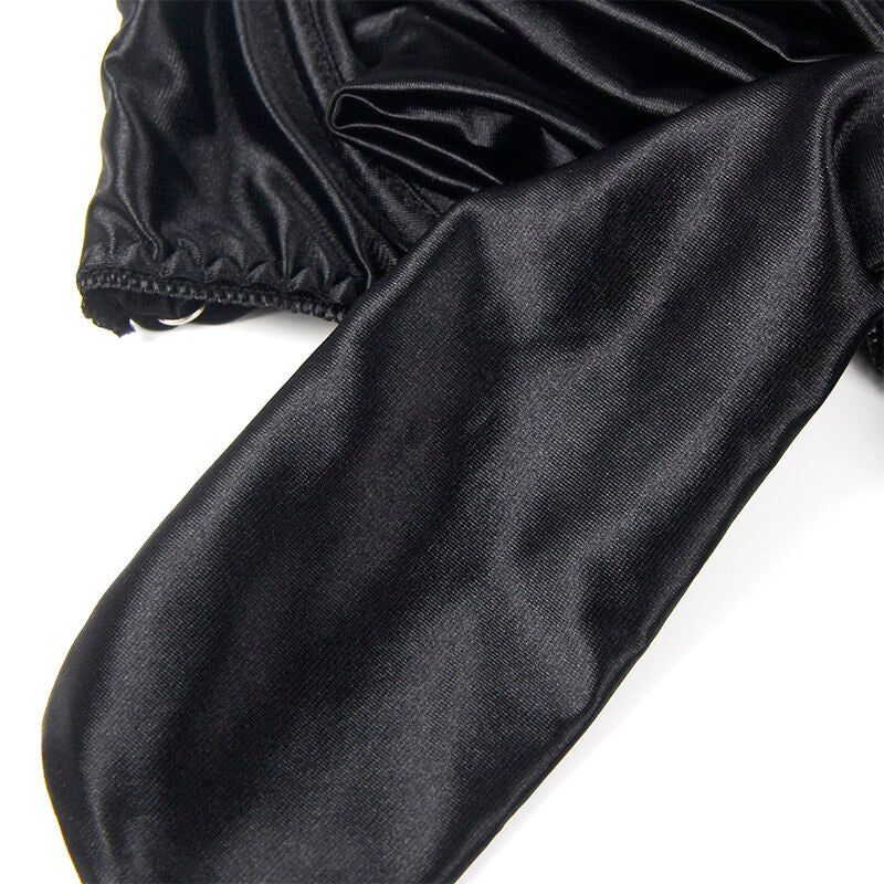 Schwarzes Dessous-Set mit Schleife und offenen Körbchen L/XL - Subblime