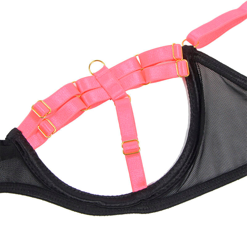 Ensemble lingerie soutien-gorge avec collier rose fluo L/XL - Subblime - SUBBLIME SETS