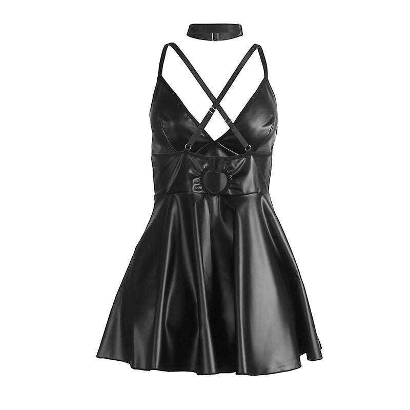 Robe à bretelles en cuir PU noir taille L/XL - Subblime - SUBBLIME DRESSES