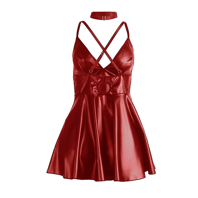 Robe à bretelles en cuir bordeaux S/M - Subblime - SUBBLIME DRESSES