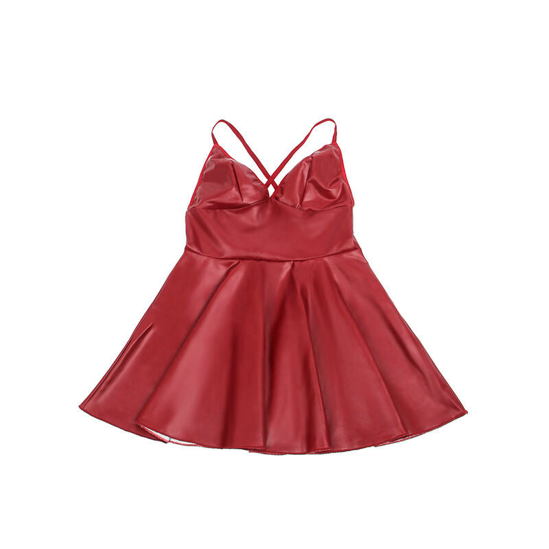 Robe à bretelles en cuir bordeaux S/M - Subblime - SUBBLIME DRESSES