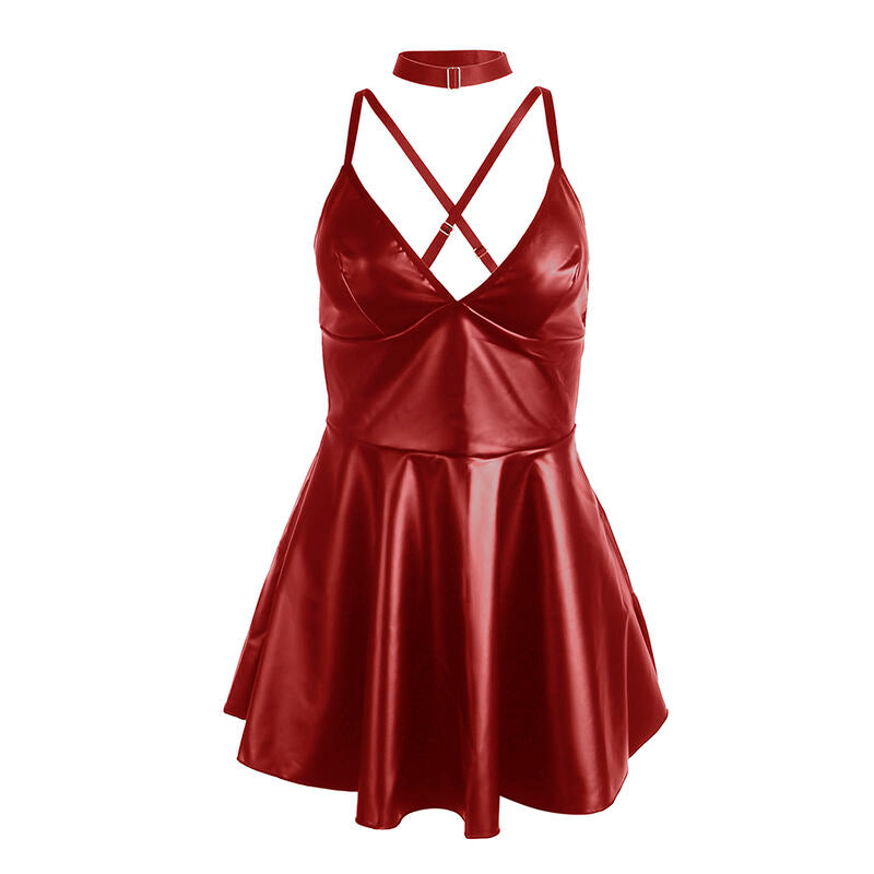 Robe à bretelles en cuir bordeaux L/XL - Subblime - SUBBLIME DRESSES
