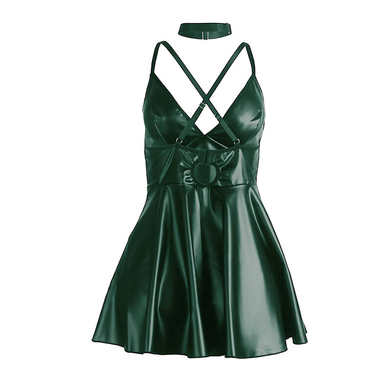 Robe à bretelles en cuir PU verte taille L/XL - Subblime - SUBBLIME DRESSES