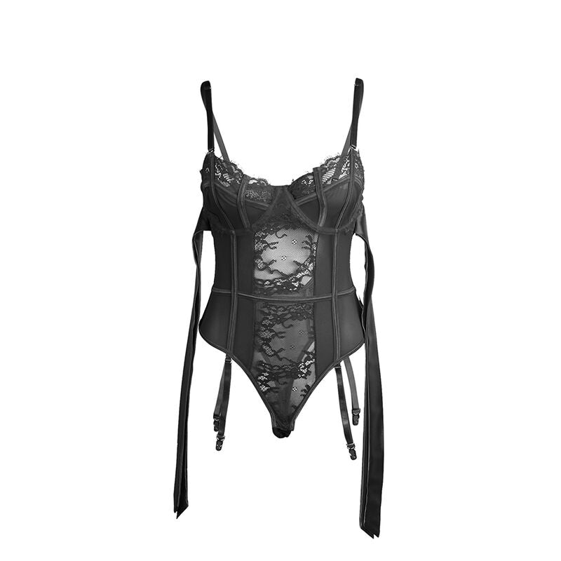 Body en dentelle avec nœuds et jarretelles noir L/XL - Subblime - SUBBLIME BODIES