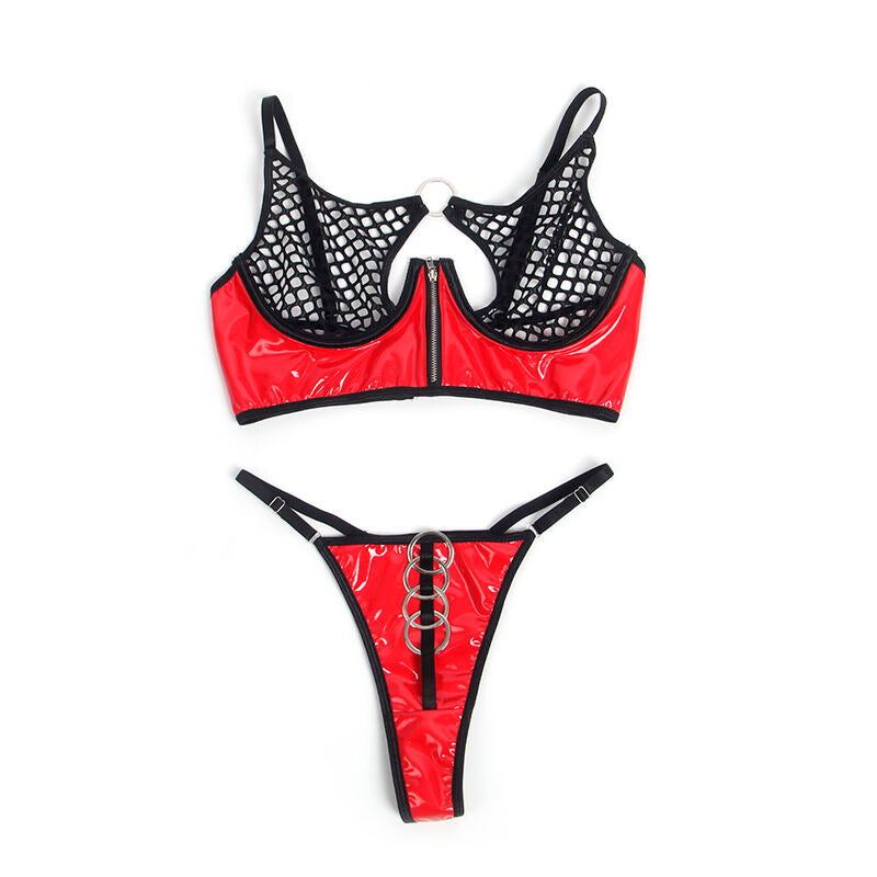 Ensemble lingerie similicuir zippé rouge L/XL - Subblime - SUBBLIME SETS