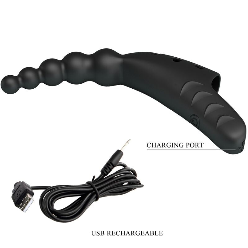 Doigt Vibrant Pretty Love 10 Modes Rechargeable Noir