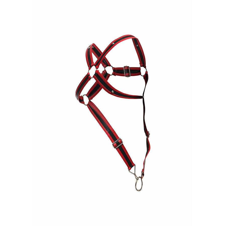 Harnais Pénis Croisé Rouge Dungeon - MaleBasics - MOB