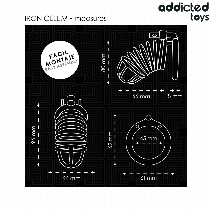 Cage de Chasteté Iron Cell Métal Taille M - Addicted Toys