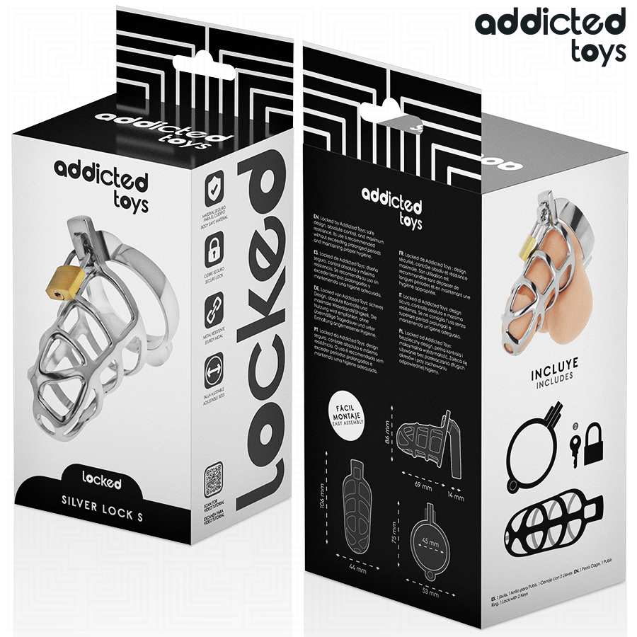Cage de Chasteté Locked Silver Métal Taille S - Addicted Toys