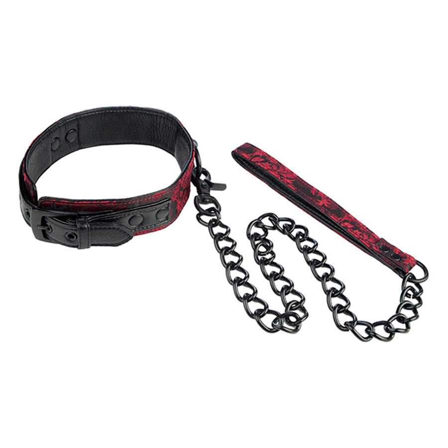 Collier BDSM Scandal avec Laisse Noir et Rouge - CalExotics