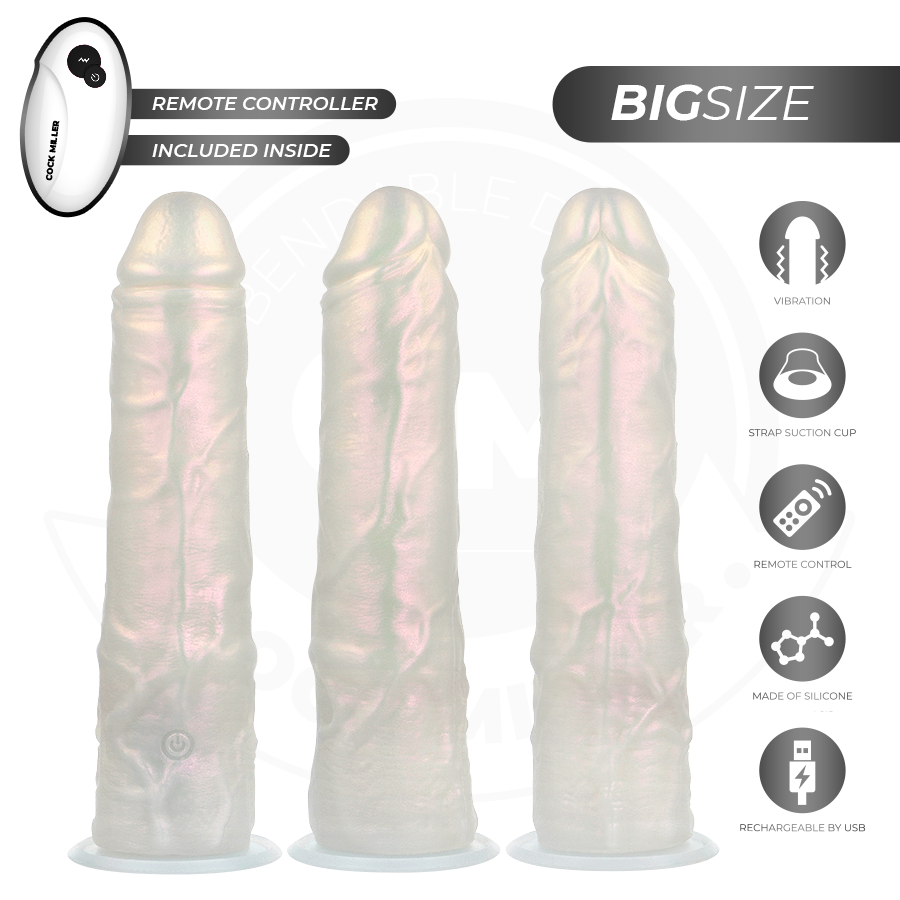 Gode Vibrant Cock Miller LED Télécommandé Blanc 21,5cm
