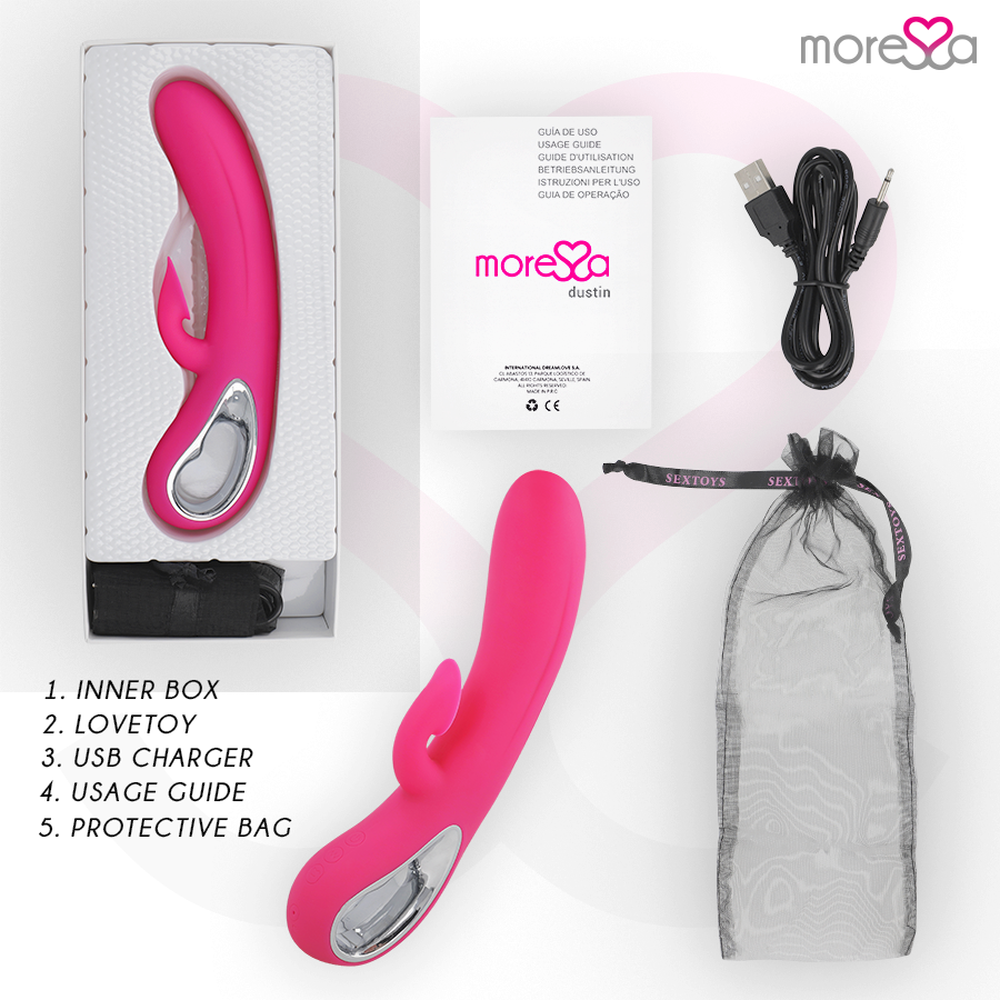 Vibromasseur rabbit rechargeable Dustin en silicone - Moressa - MORESSA