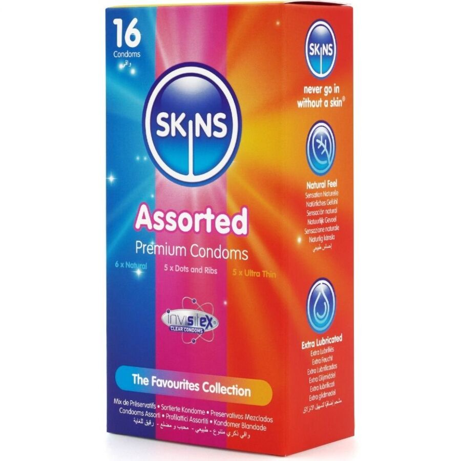 Préservatifs Pack Premium Assortis 16 pièces - Skins - SKINS