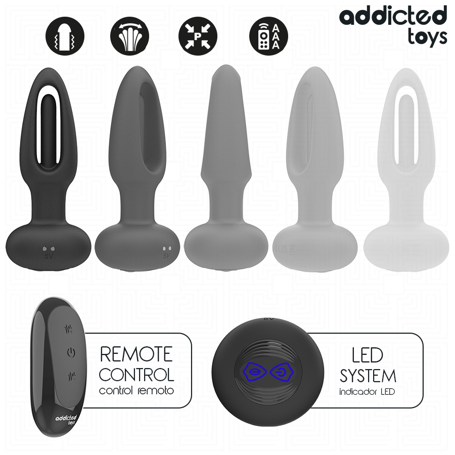 Plug Anal Langue Vibrante Télécommandé Noir - Addicted Toys