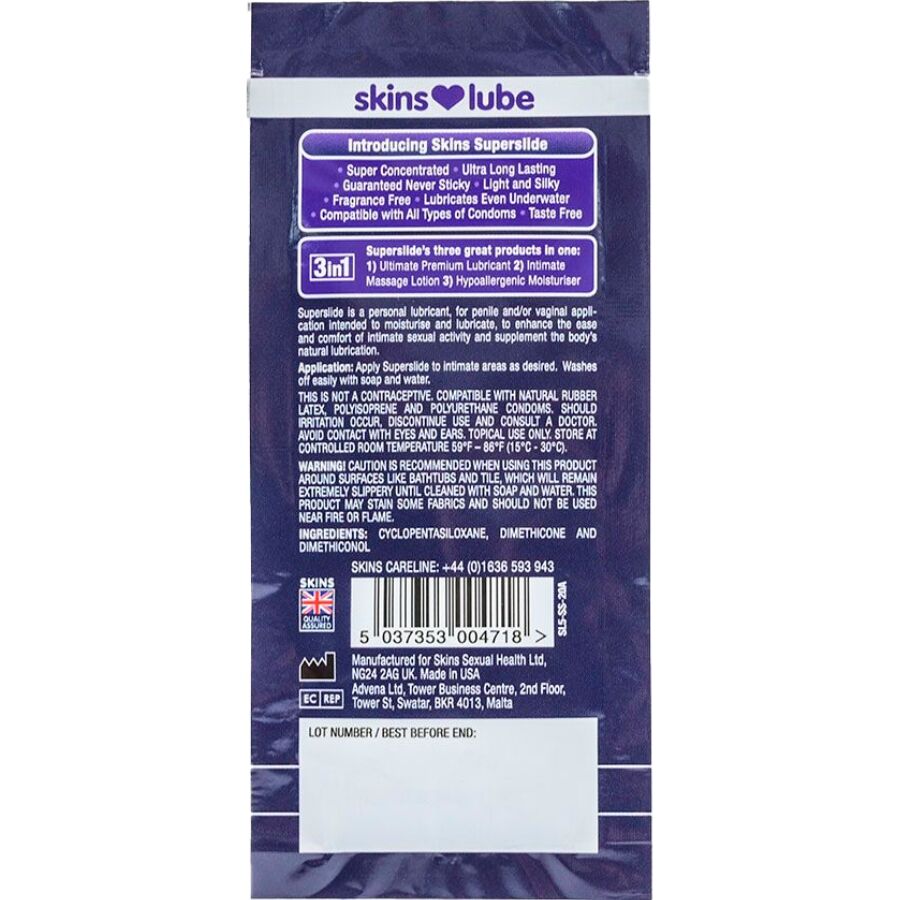 Lubrifiant Silicone Superslide Dose Unique 5ml - Skins - SKINS