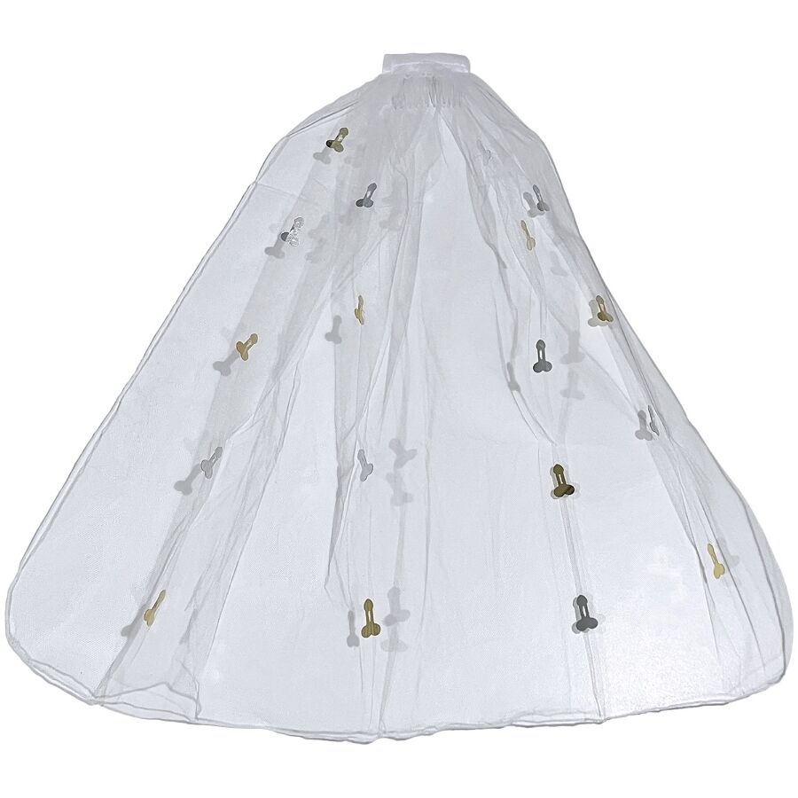 Voile de Mariée Confettis Pénis Blanc & Or - Kheper Games