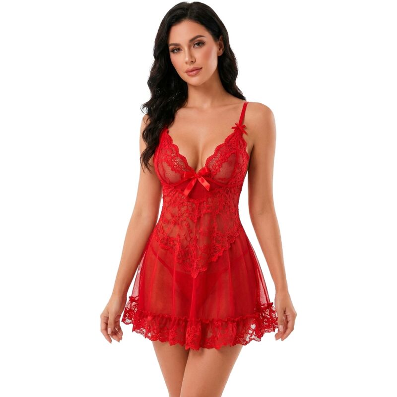 Ensemble Nuit T-Shirt + Culotte Rouge 2028 - Livco Corsetti Sets
