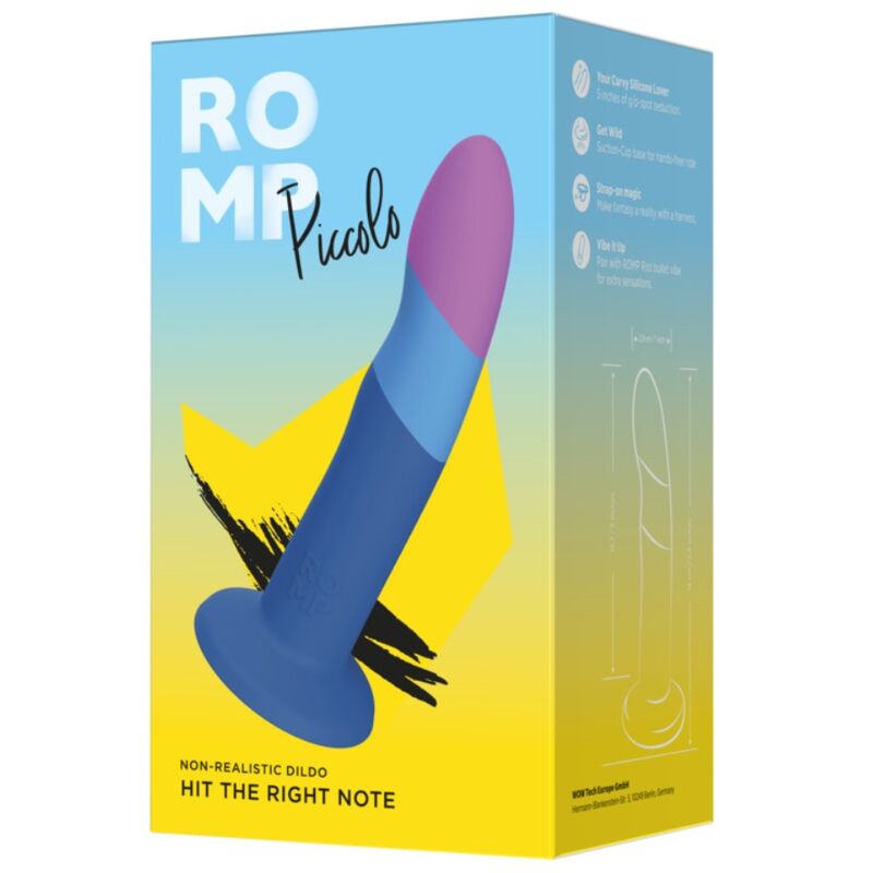 Gode en Silicone Piccolo avec Ventouse Tricolore 14 cm - ROMP
