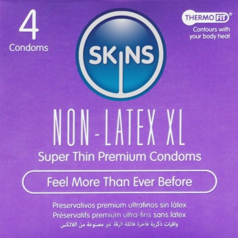 Préservatifs Sans Latex Ultra-Fins Format XL Paquet de 4 - Skins