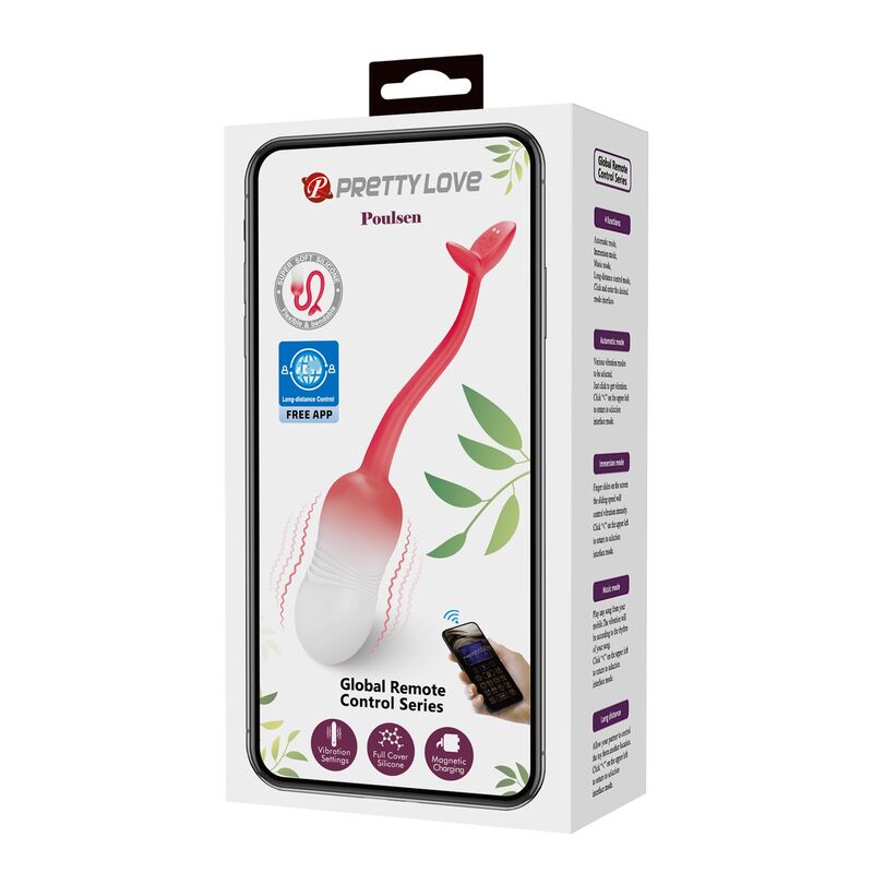 PRETTY LOVE - Å'UF VIBRANT CONTRÃ”LABLE PAR APPLICATION PULSEN 12 FONCTIONS RECHARGEABLE PAR USB ROSE