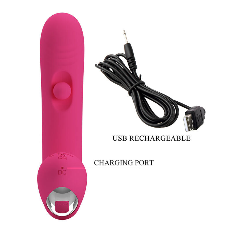 PRETTY LOVE - DUDEN VIBRATEUR EN SILICONE RECHARGEABLE 12 MODES DE VIBRATION ET 3 MODES DE BASCULE ROSE