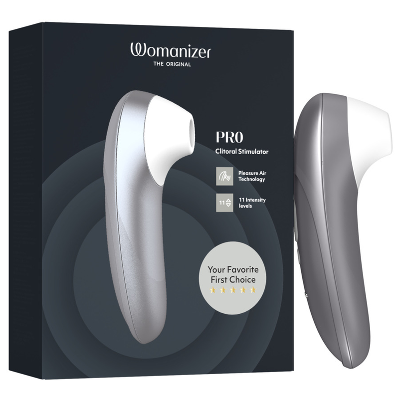 Womanizer Pro Stimulateur Clitoridien Succion 11 Niveaux Gris Argenté
