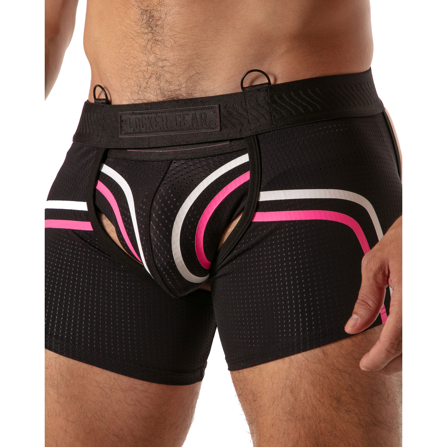 LOCKER GEAR - PISTON SHORT CHAP BOXER HOMME AVEC OUVERTURE FRONTALE BLEU S