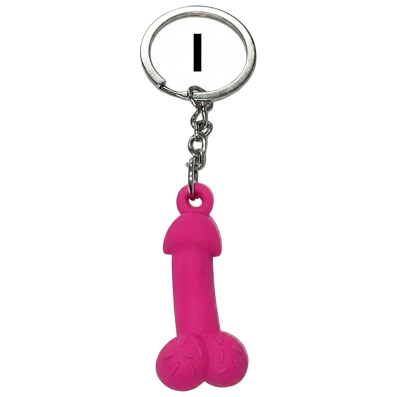 DIABLO PICANTE - PORTE - CLÉS FUCHSIA EN FORME DE PÉNIS, LETTRE I PARFUMÉE À LA FRAISE