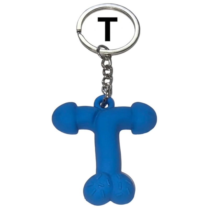 Porte-clés Pénis Bleu Parfumé Lettre T - Diablo Picante