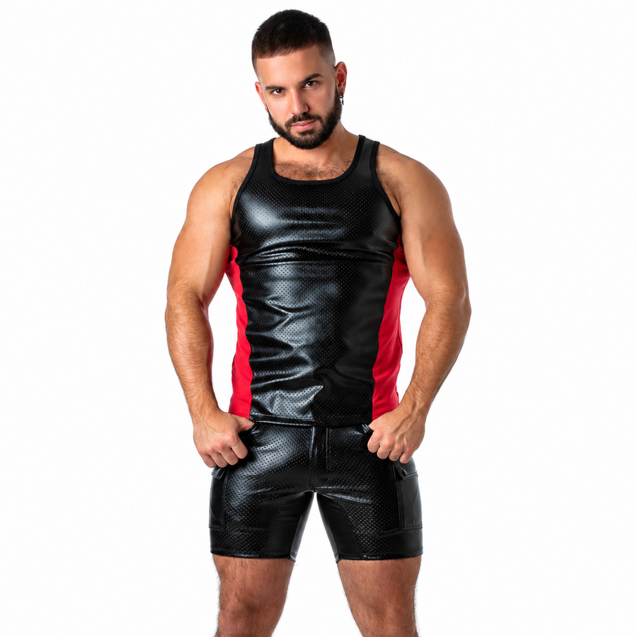 LOCKER GEAR - PUNCH HOLE LEATHERETTE DÉBARDEUR BLEU S