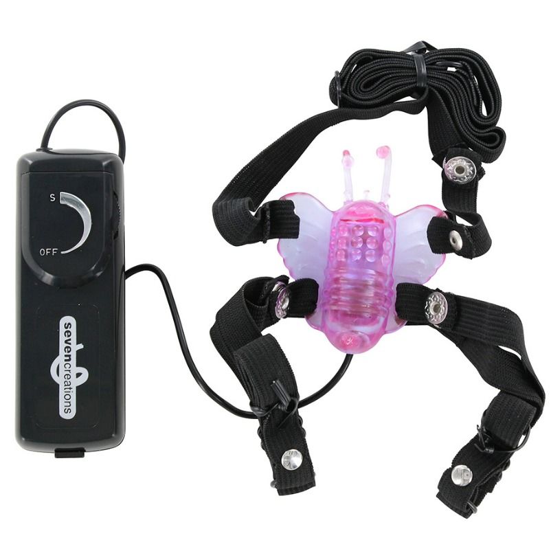 Stimulateur papillon vibrant avec sangles - Seven Creations - SEVEN CREATIONS