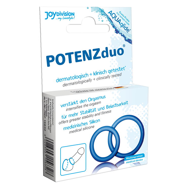 Anneau Pénien Double PotenzDuo Bleu XL - JoyDivision