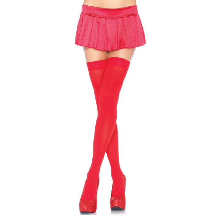 Bas Cuissardes en Nylon Rouge Taille Unique - Leg Avenue