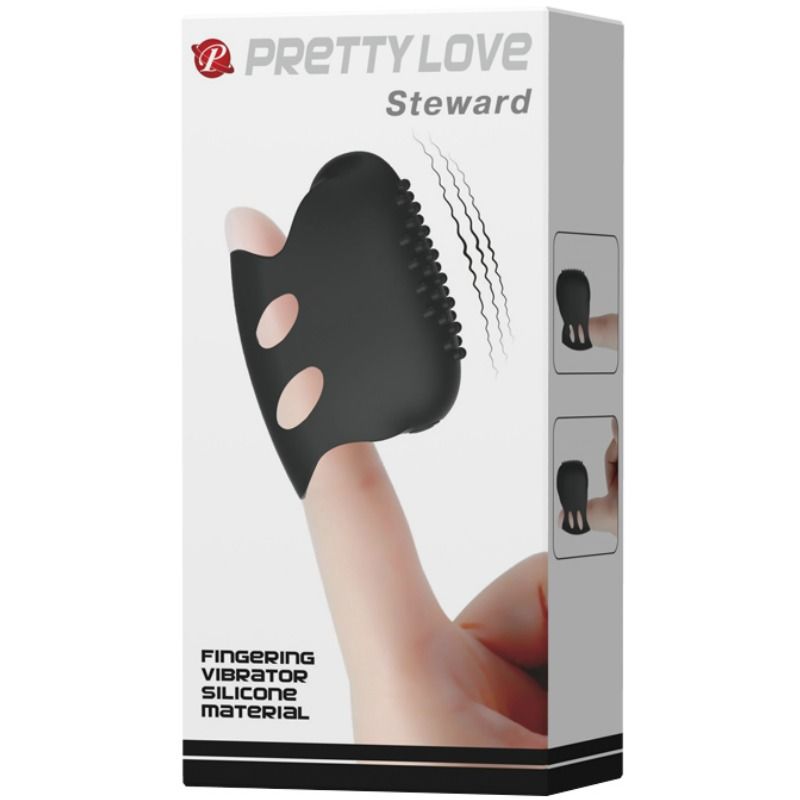 Stimulateur Doigt Vibrant Texturé Noir - Pretty Love