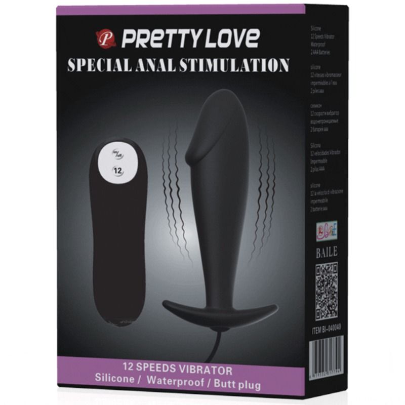 Plug Anal Vibrant Pretty Love Pénis Télécommande Noir