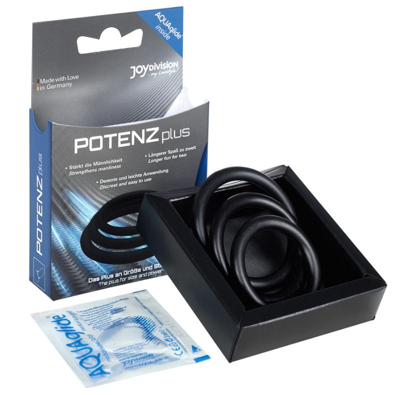 Kit 3 Anneaux Péniens PotenzPlus Noir S/M/L - JoyDivision