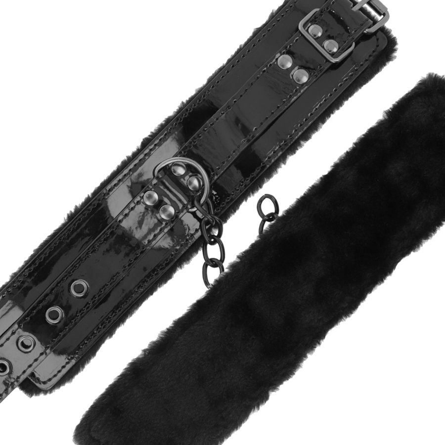 Darkness – Menottes Sexy en simili-cuir noir avec cadenas