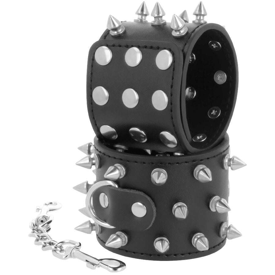 Darkness – Menottes Sexy avec Clous en Simili-Cuir Noir