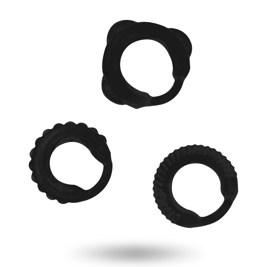 Anneaux Péniens Ensemble C-Ring Noir - Addicted Toys