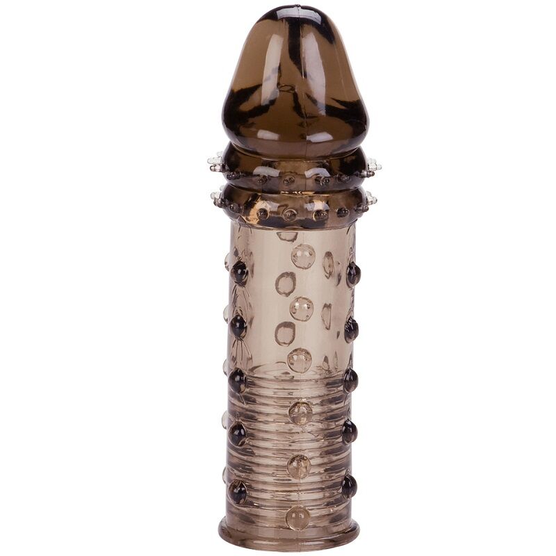 Manchon Pénis Nervuré Transparent Noir - CalExotics