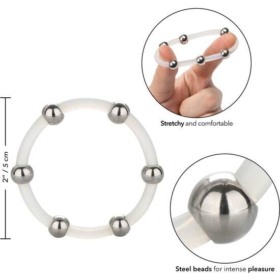 Anneau Pénien Silicone Perlé Acier XL - Calexotics