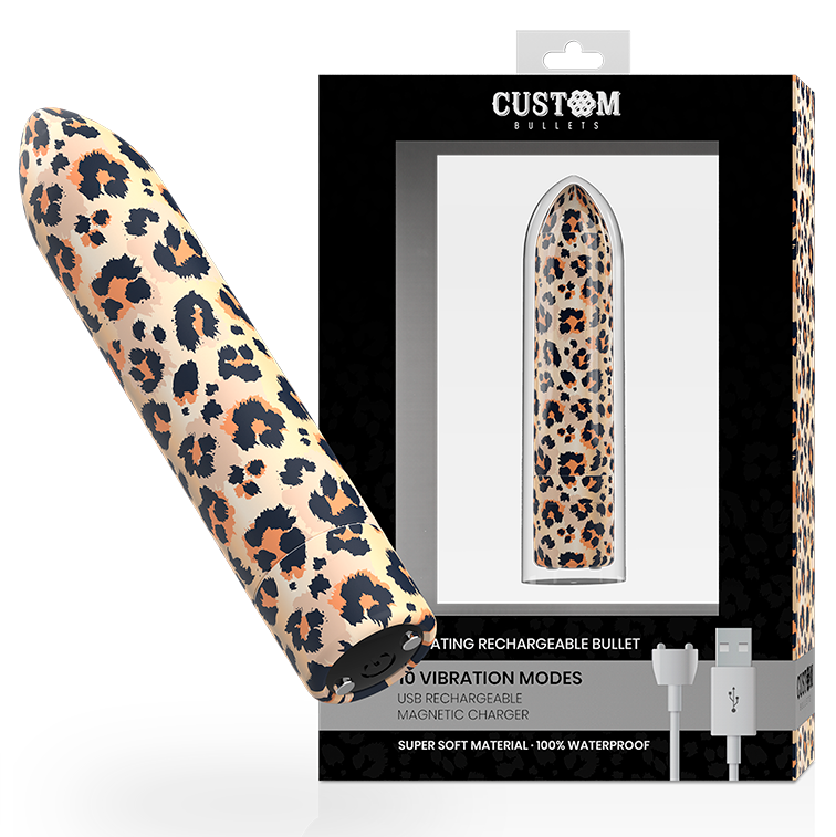 Stimulateur clitoridien Custom Bullets léopard rechargeable - CUSTOM BULLETS